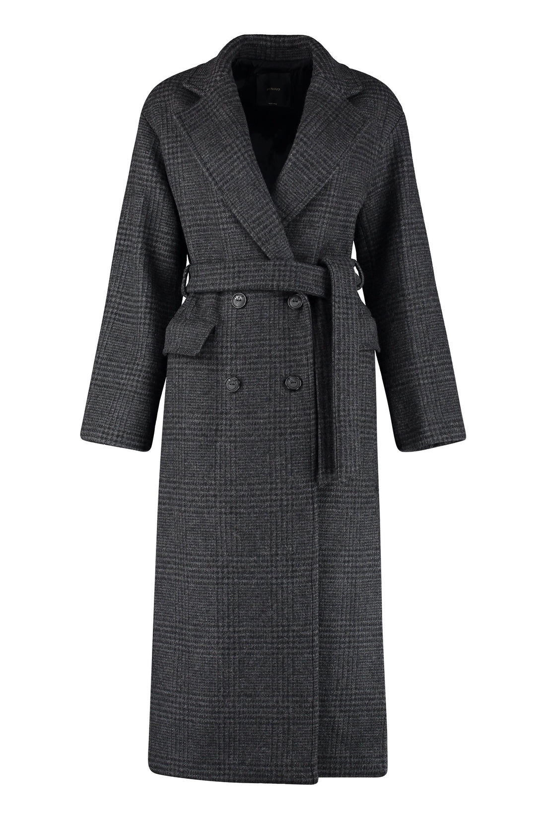 Pinko-OUTLET-SALE-Giacomo double-breasted Prince-of-Wales wool coat-ARCHIVIST