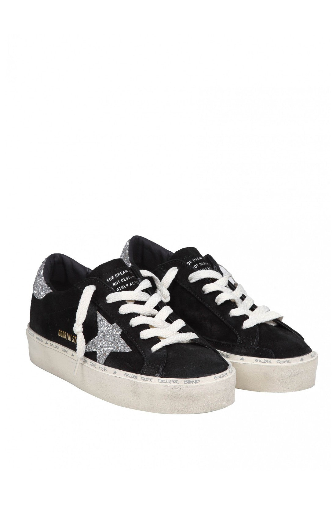 GOLDEN GOOSE-OUTLET-SALE-Golden goose hi star sneakers in black/silver suede-ARCHIVIST