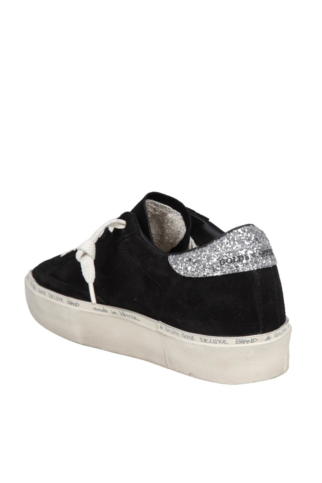 GOLDEN GOOSE-OUTLET-SALE-Golden goose hi star sneakers in black/silver suede-ARCHIVIST