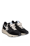 GOLDEN GOOSE-OUTLET-SALE-Golden goose running sun sneakers in suede color black/white-ARCHIVIST