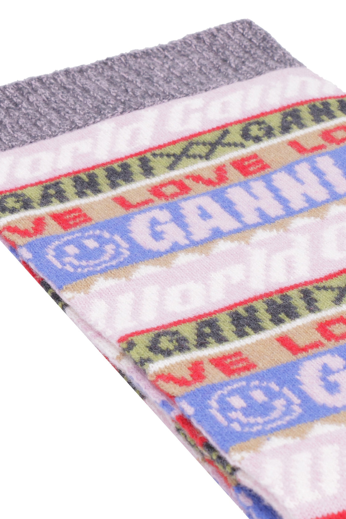 GANNI-OUTLET-SALE-Graphic Wool scarf-ARCHIVIST