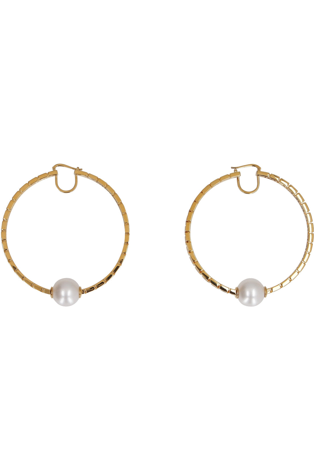 Versace-OUTLET-SALE-Greca hoop earrings with pearls-ARCHIVIST