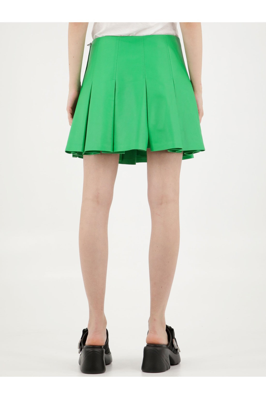 BOTTEGA VENETA-OUTLET-SALE-Green leather skirt-ARCHIVIST