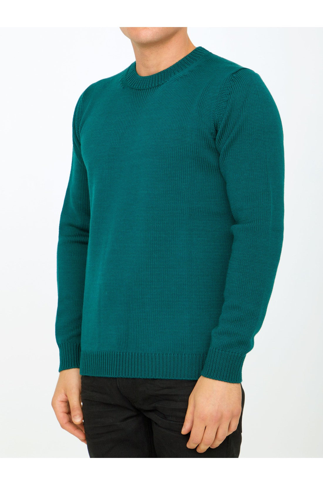 ROBERTO COLLINA-OUTLET-SALE-Green merino wool sweater-ARCHIVIST