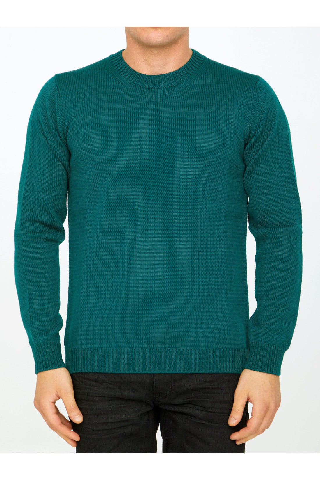 ROBERTO COLLINA-OUTLET-SALE-Green merino wool sweater-ARCHIVIST