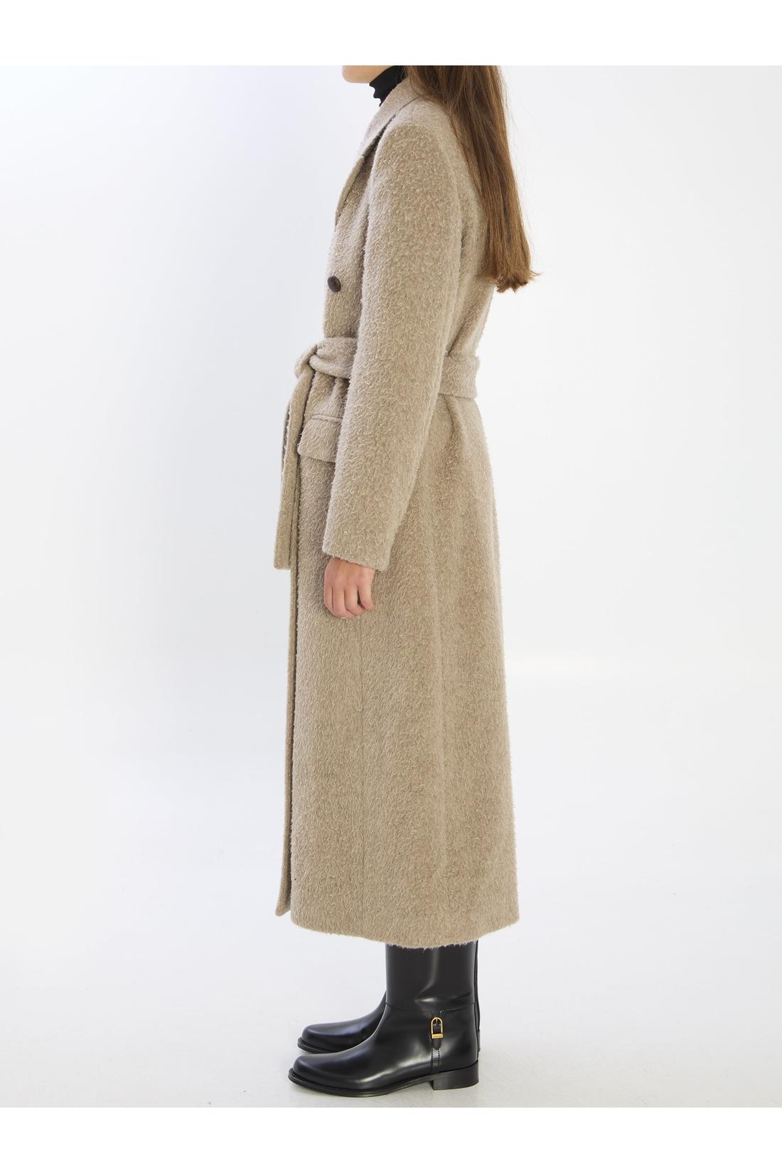 Golden Goose-OUTLET-SALE-Greige double-breasted coat-ARCHIVIST