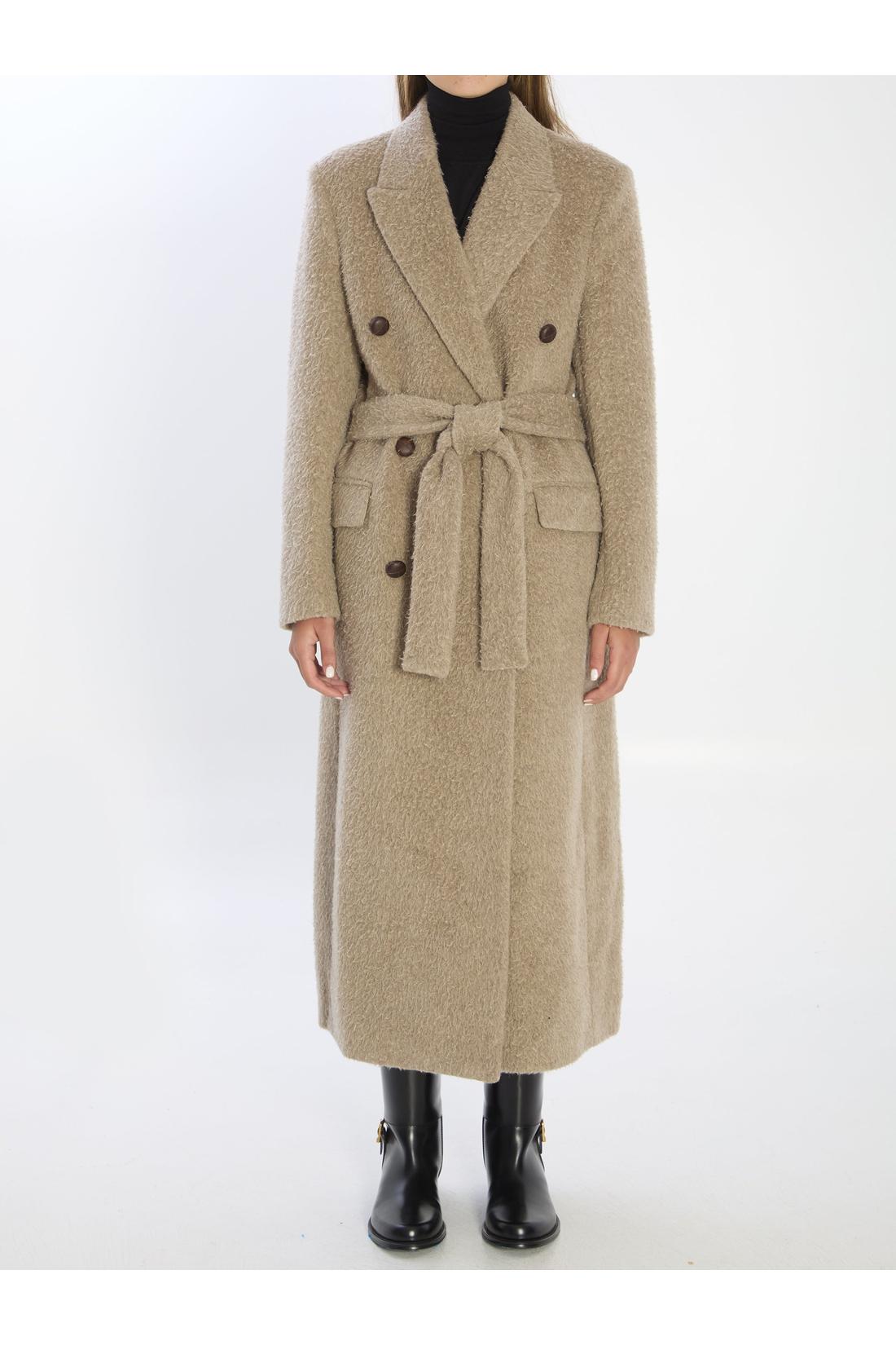 Golden Goose-OUTLET-SALE-Greige double-breasted coat-ARCHIVIST