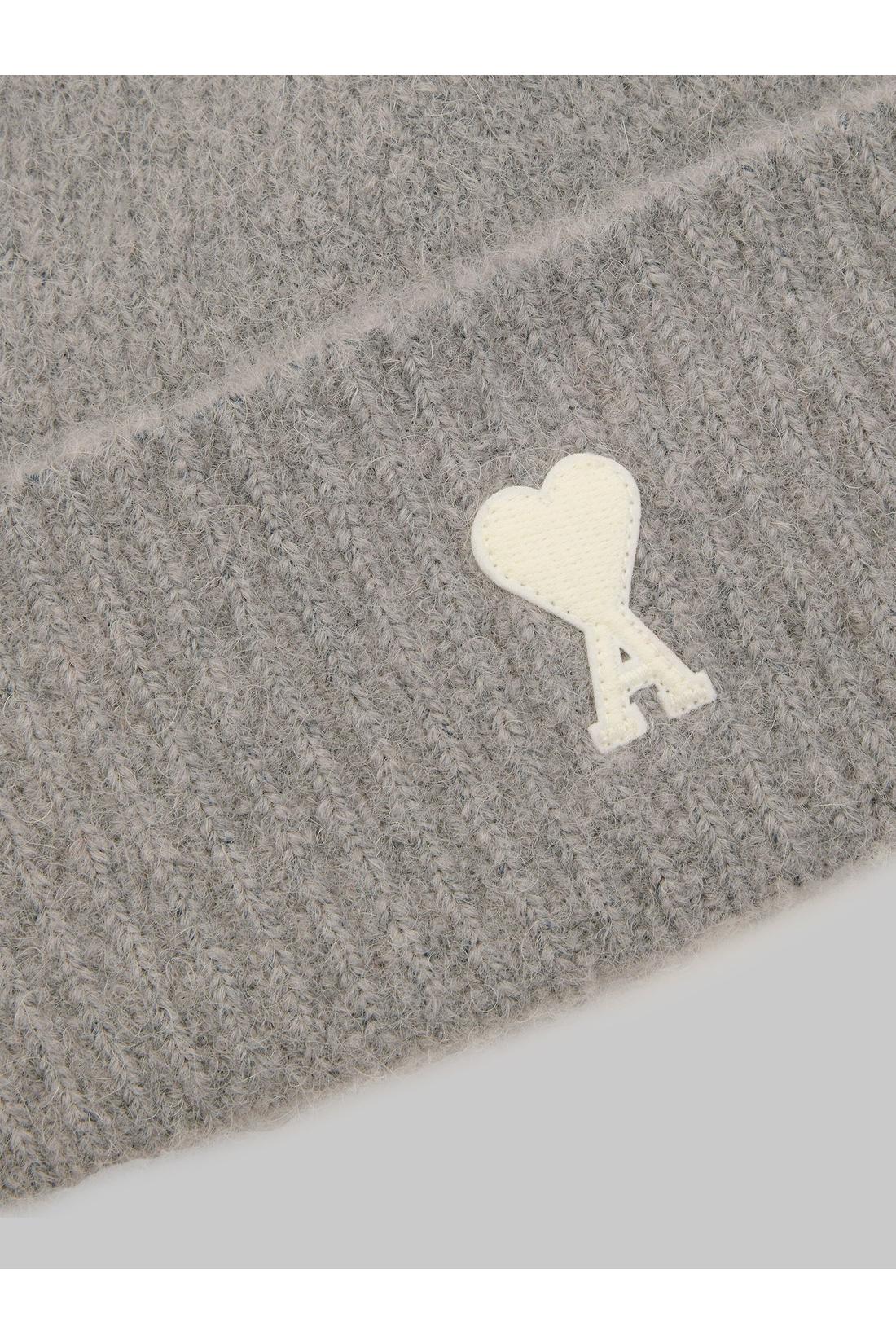 Ami Paris-OUTLET-SALE-Grey alpaca Ami de Coeur beanie-ARCHIVIST