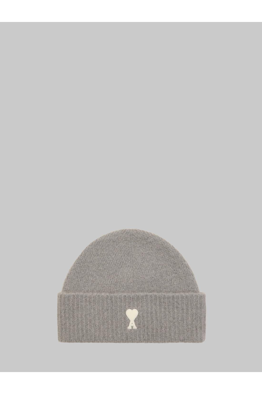 Ami Paris-OUTLET-SALE-Grey alpaca Ami de Coeur beanie-ARCHIVIST
