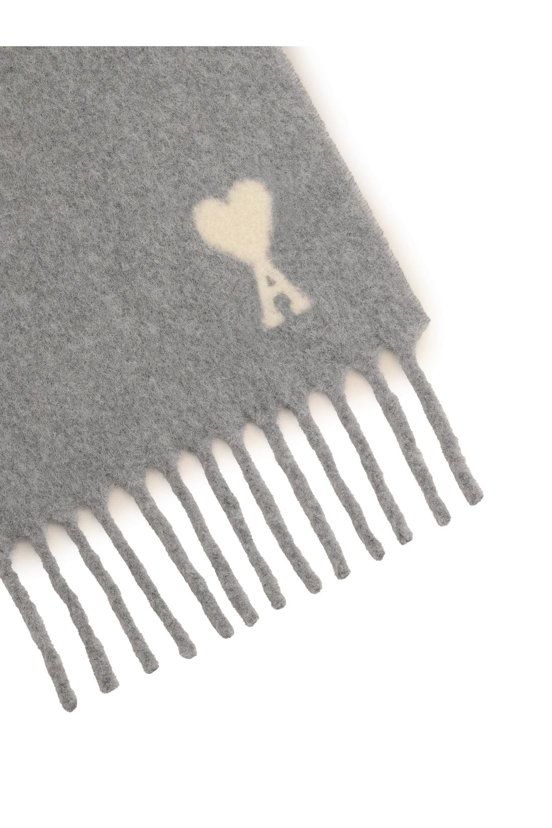 Ami Paris-OUTLET-SALE-Grey alpaca Ami de Coeur scarf-ARCHIVIST