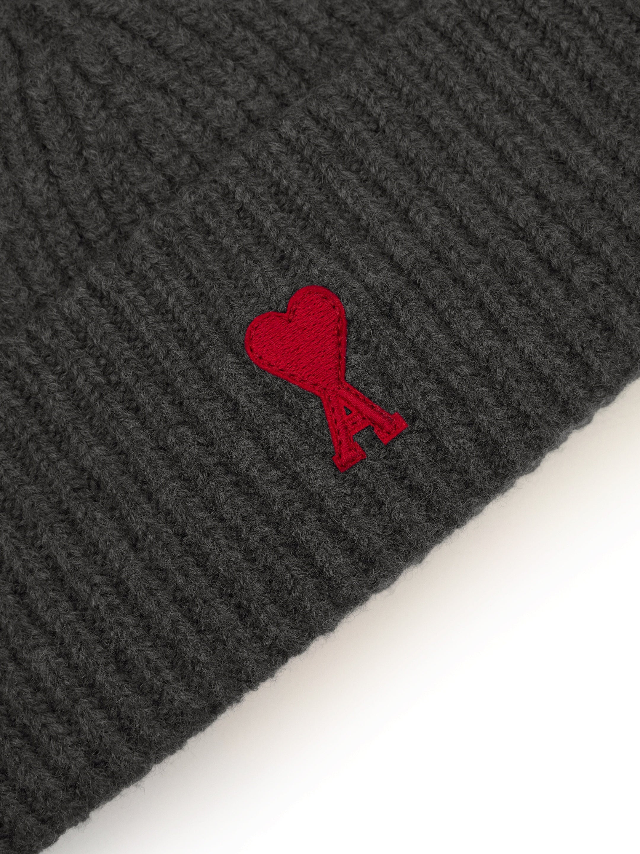 Ami Paris-OUTLET-SALE-Grey melange Ami de Coeur beanie-ARCHIVIST