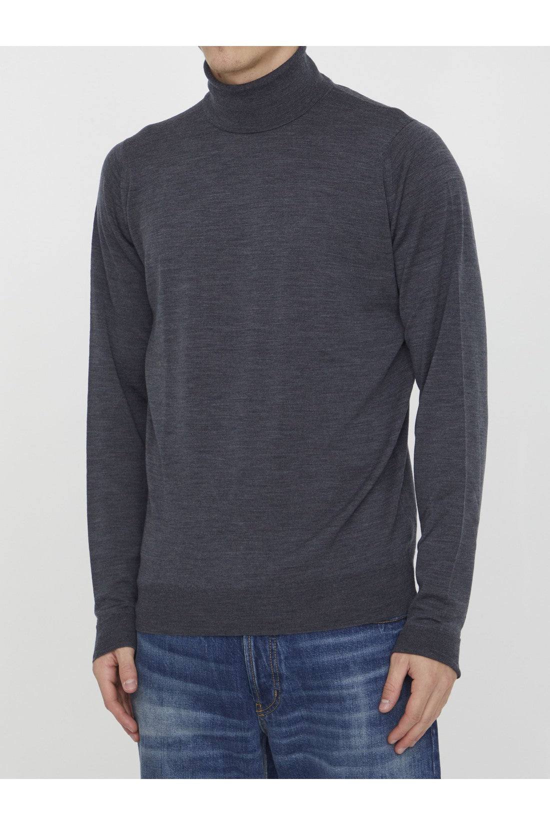 JOHN SMEDLEY-OUTLET-SALE-Grey merino jumper-ARCHIVIST