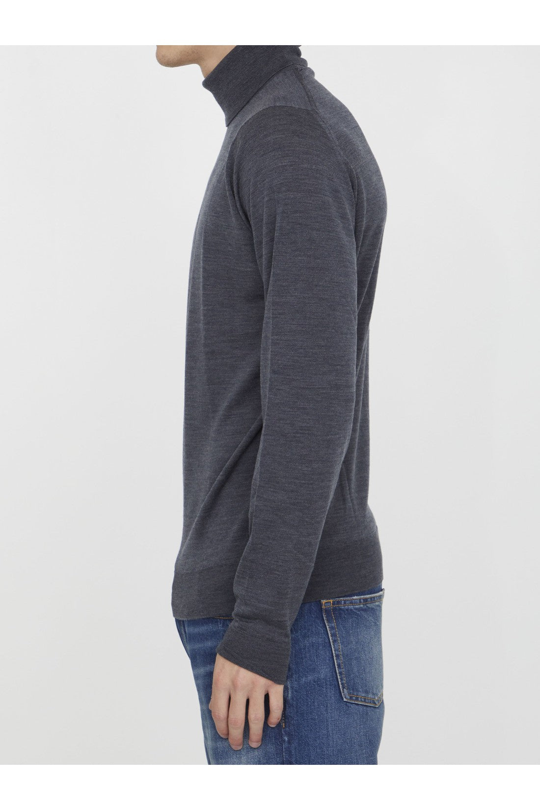 JOHN SMEDLEY-OUTLET-SALE-Grey merino jumper-ARCHIVIST