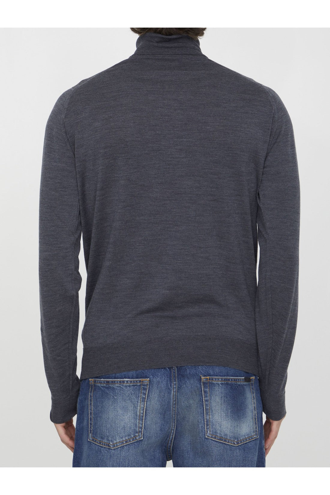 JOHN SMEDLEY-OUTLET-SALE-Grey merino jumper-ARCHIVIST