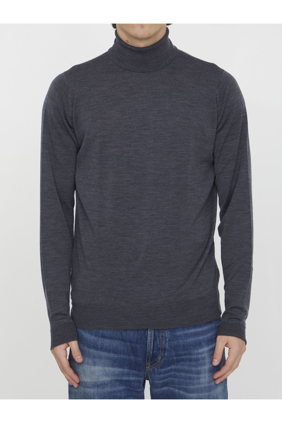 JOHN SMEDLEY-OUTLET-SALE-Grey merino jumper-ARCHIVIST