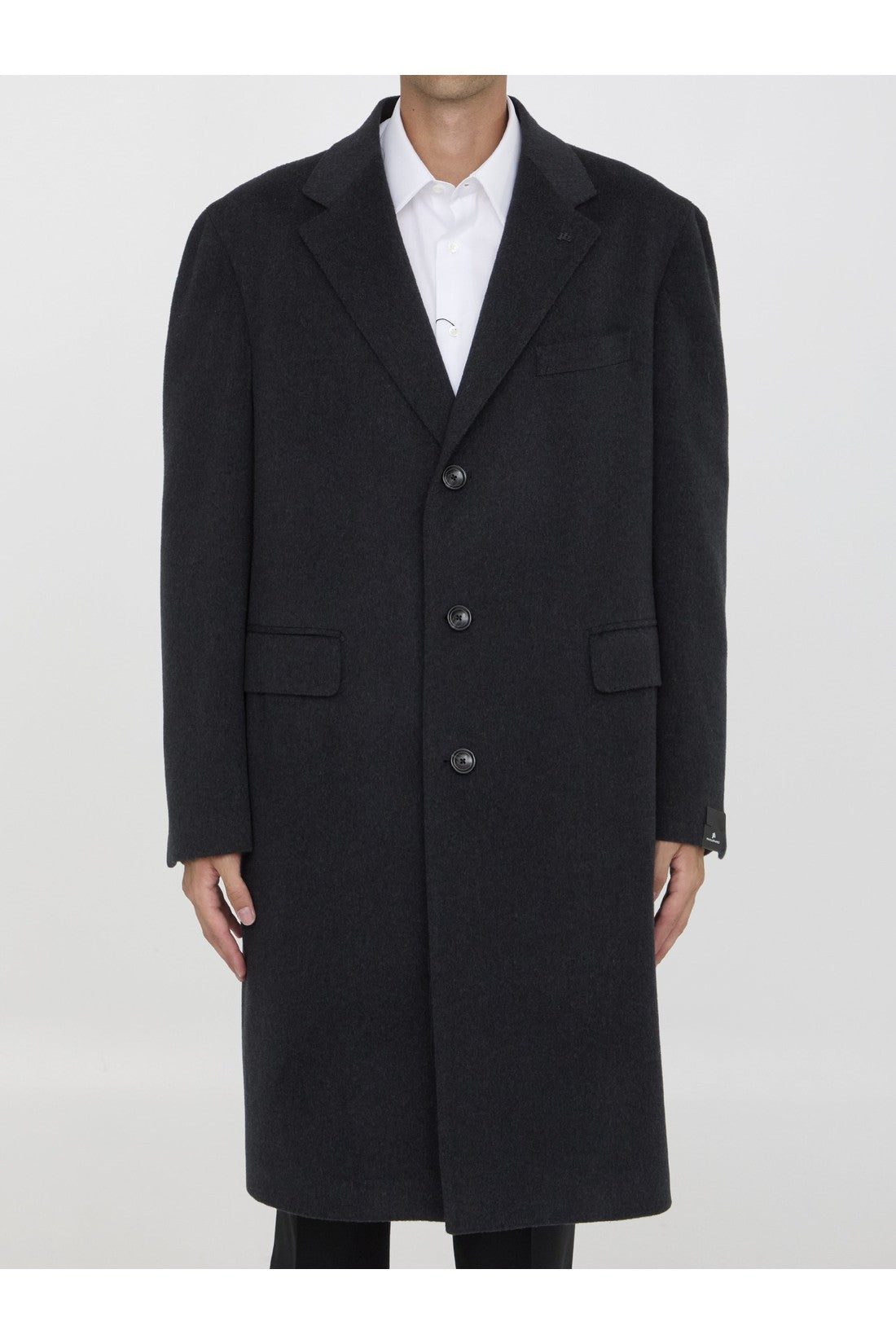 TAGLIATORE-OUTLET-SALE-Grey single-breasted wool coat-ARCHIVIST