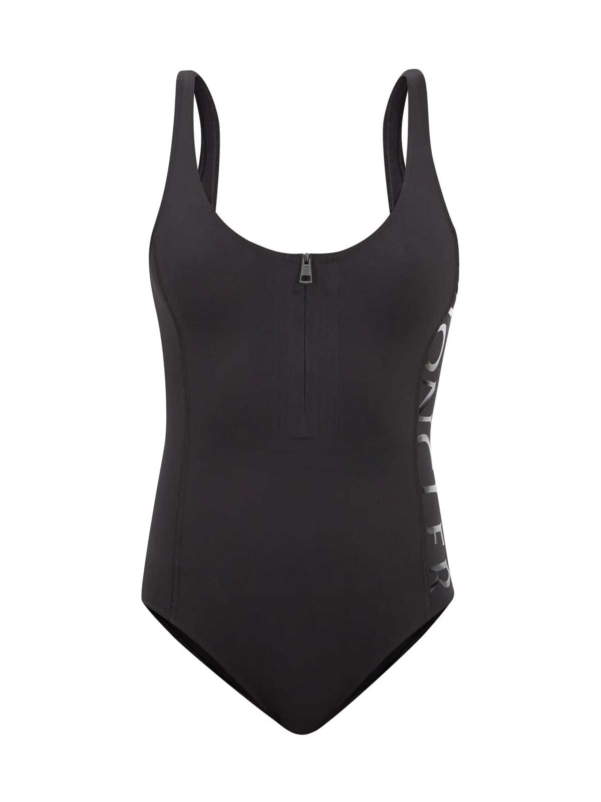 Zip-Neck Logo Print One Piece Swimsuit