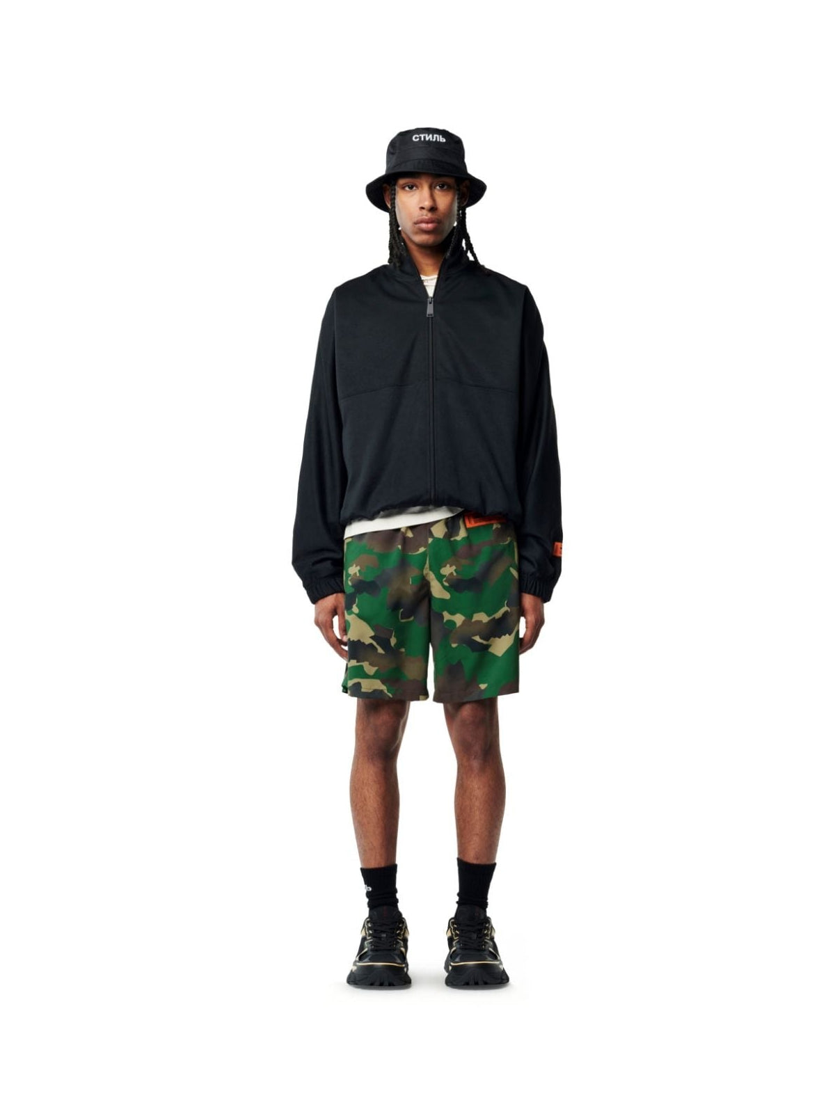 Camouflage Logo Patch Swim Shorts