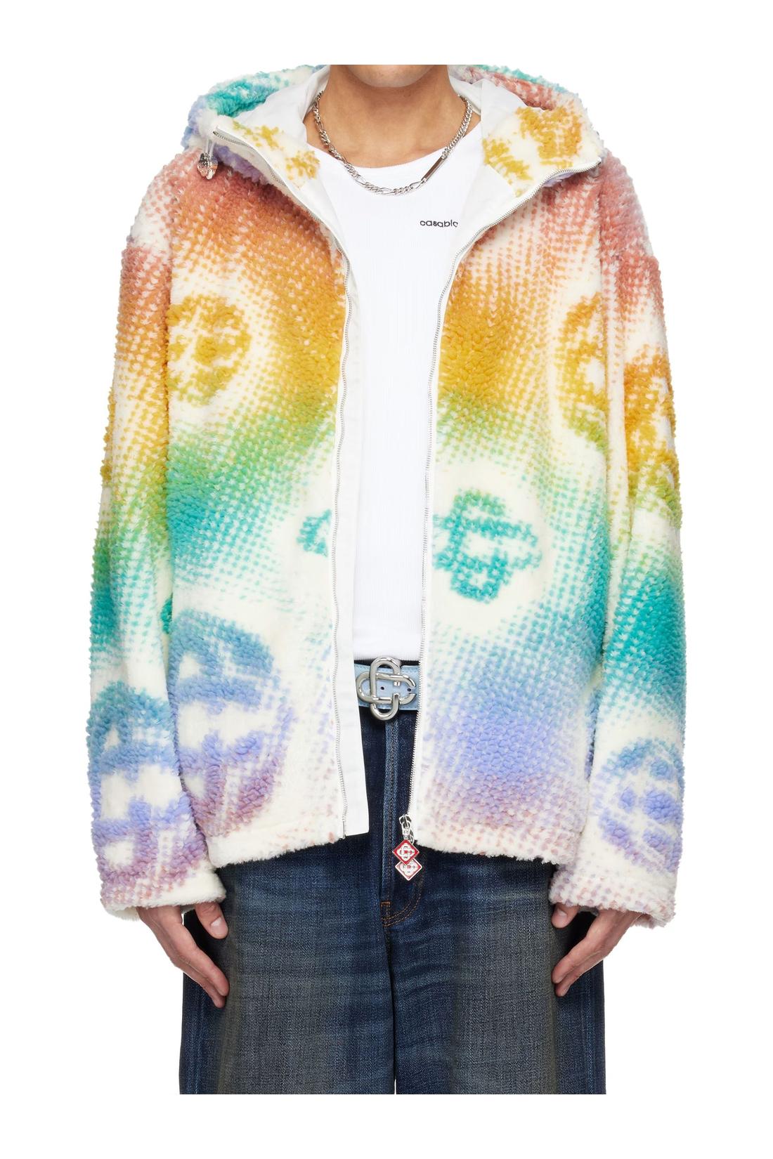 Casablanca-OUTLET-SALE-Halftone monogram fleece jacket-ARCHIVIST