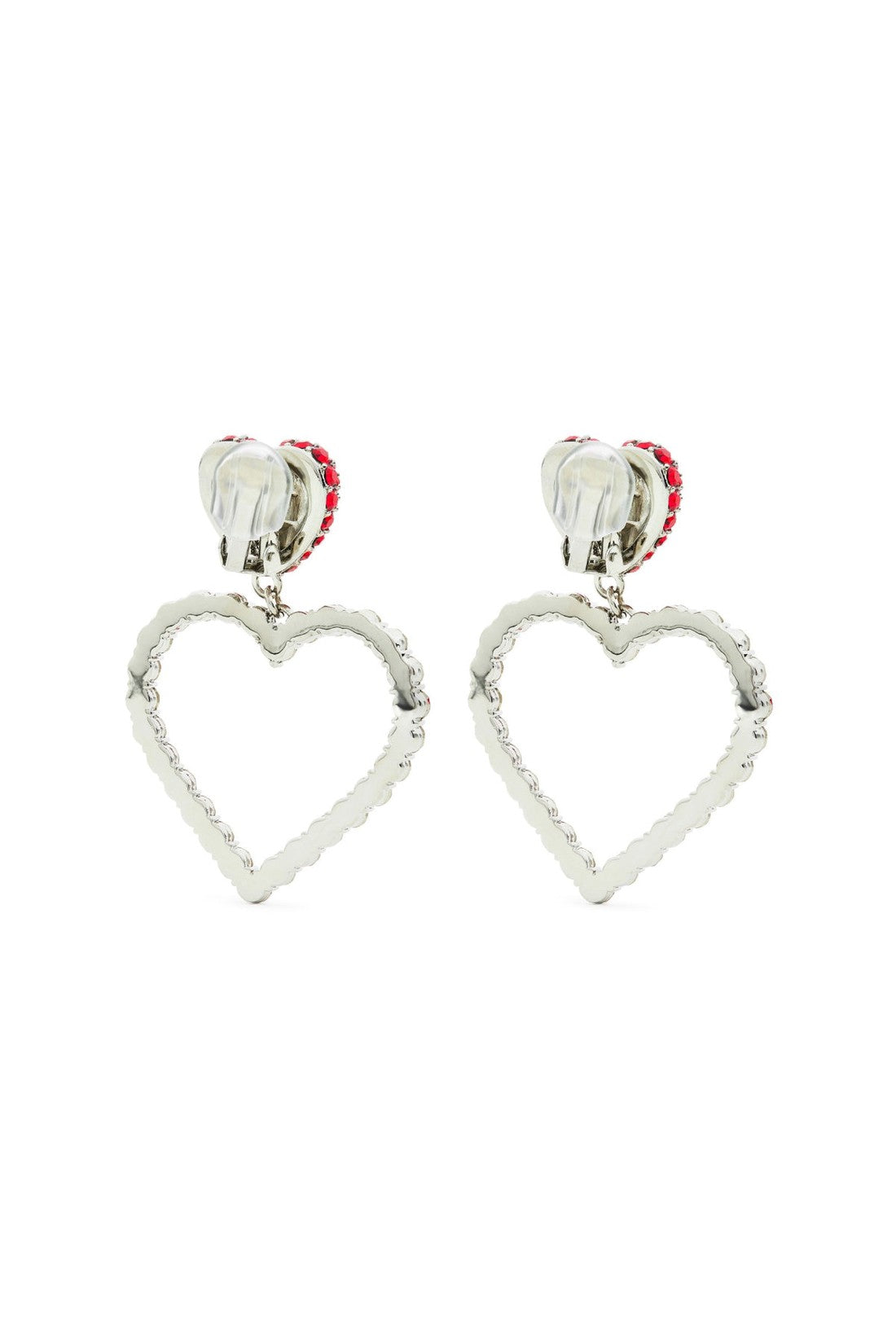 Moschino-OUTLET-SALE-Heart Crystal Clip Earrings-ARCHIVIST