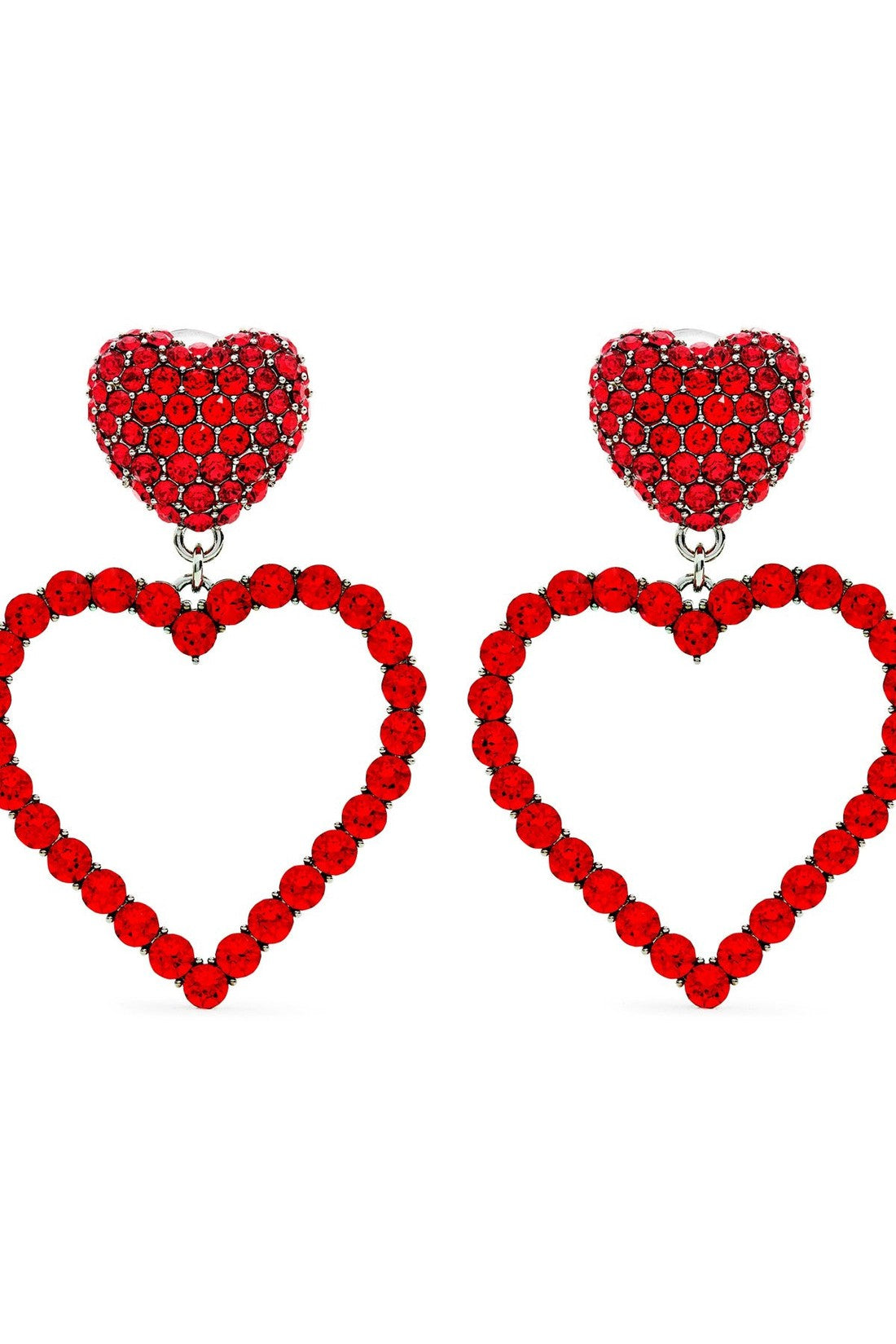 Moschino-OUTLET-SALE-Heart Crystal Clip Earrings-ARCHIVIST