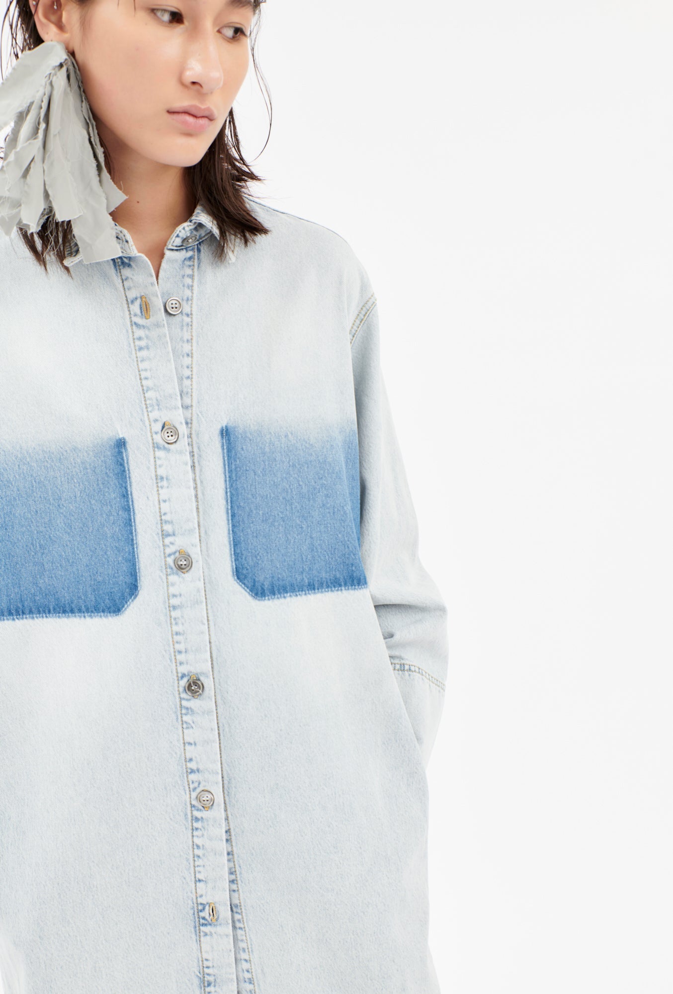 Odeeh-Heavily Bleached Denim Kleid, Horizon-Kleider & Röcke-Black-Deal-Outlet-by-ARCHIVIST