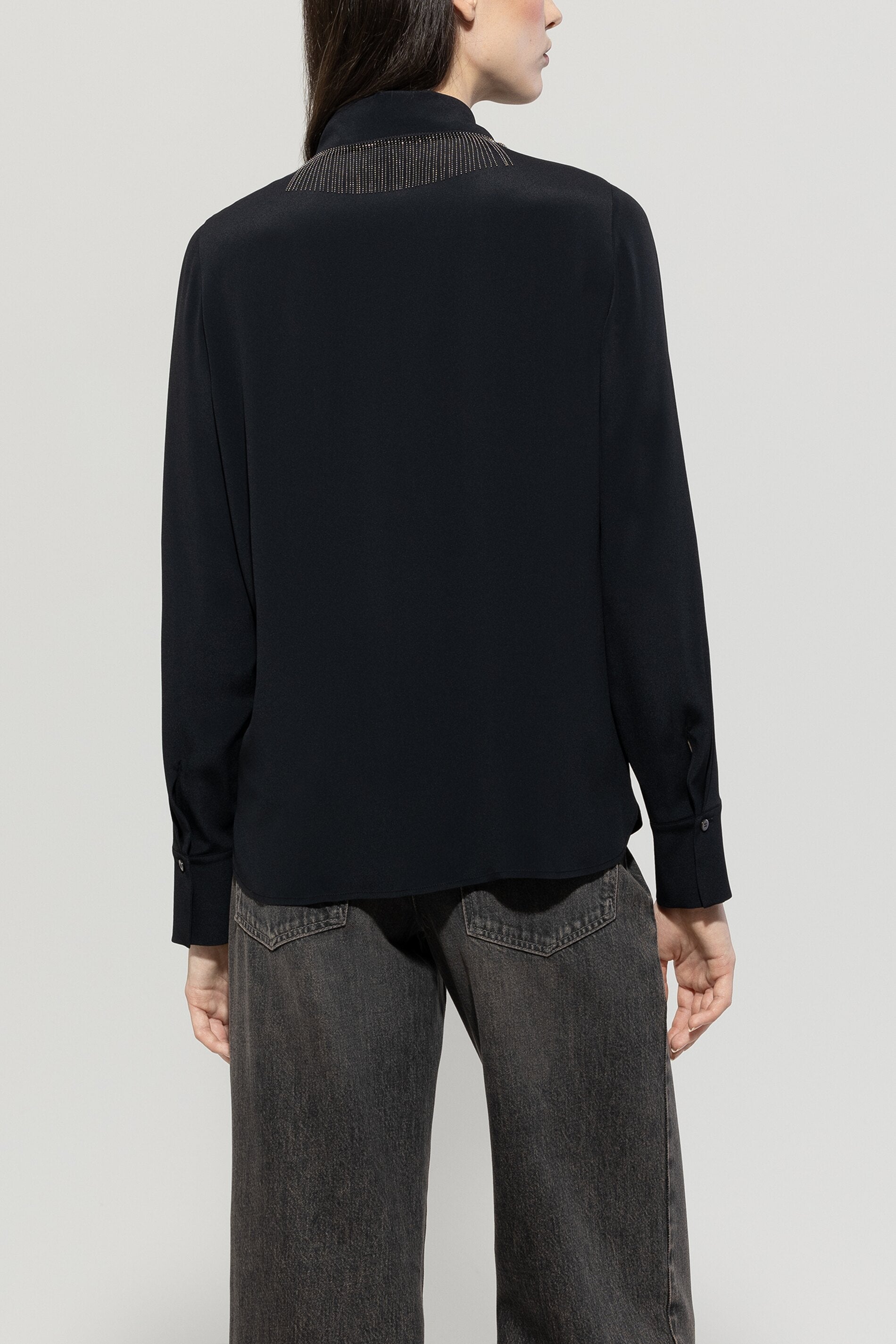 Luisa Cerano-Hemdbluse mit Kettenfransen-Hemden & Blusen-Black-Deal-Outlet-by-ARCHIVIST