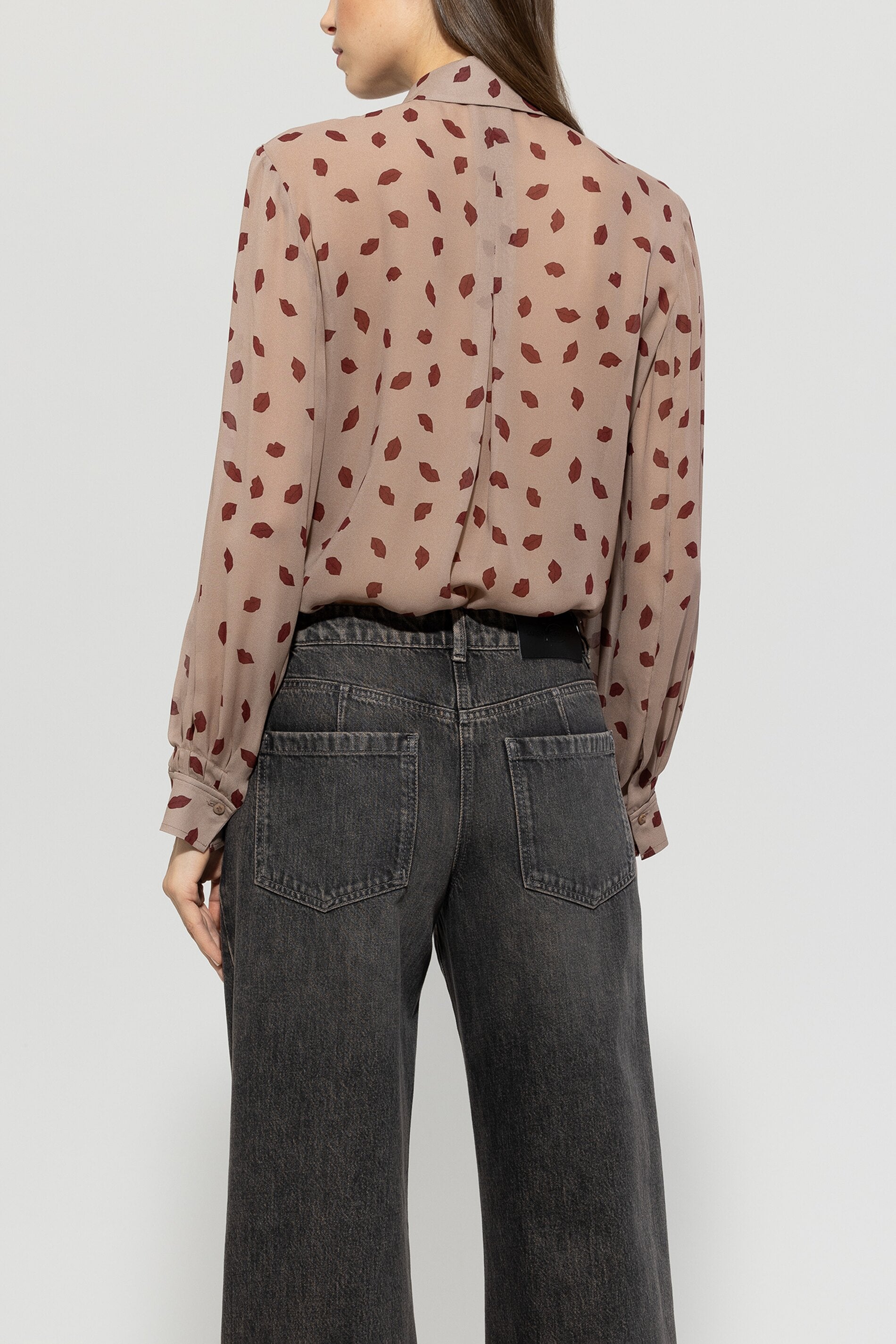 Luisa Cerano-Hemdbluse mit Lips-Print-Hemden & Blusen-Black-Deal-Outlet-by-ARCHIVIST