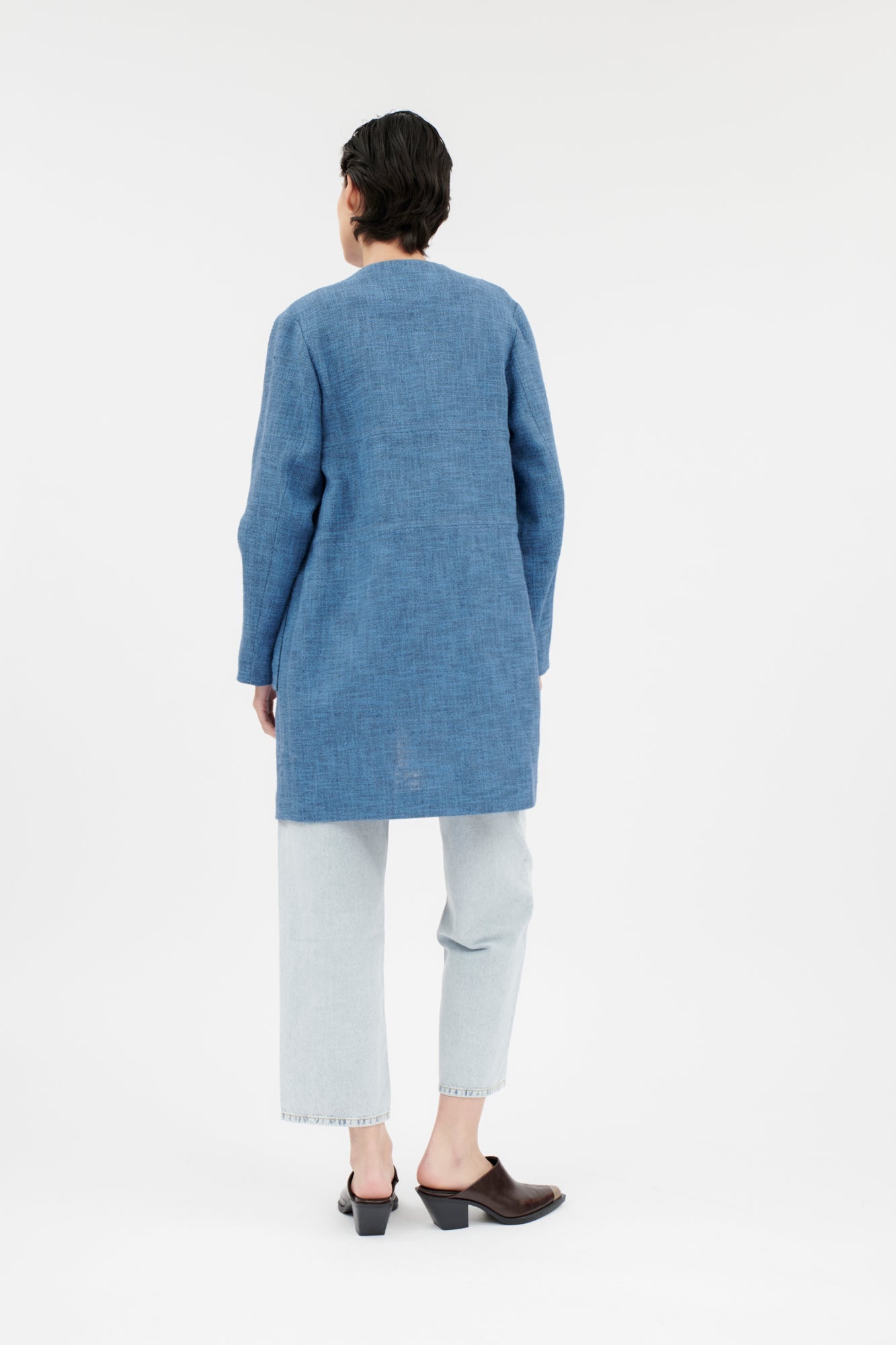 Odeeh-Hemp Tweed Mantel, Delft Blue-Hemden & Blusen-Black-Deal-Outlet-by-ARCHIVIST