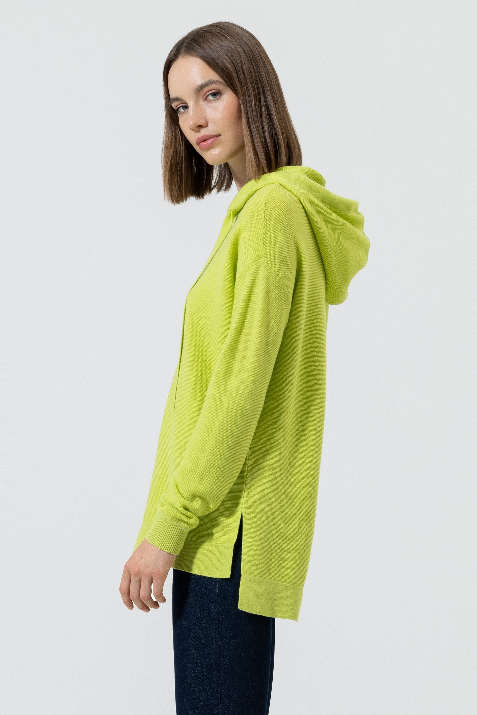 LUISA CERANO-OUTLET-SALE-Hoodie aus Woll-Mix-Strick-36-lime-by-ARCHIVIST
