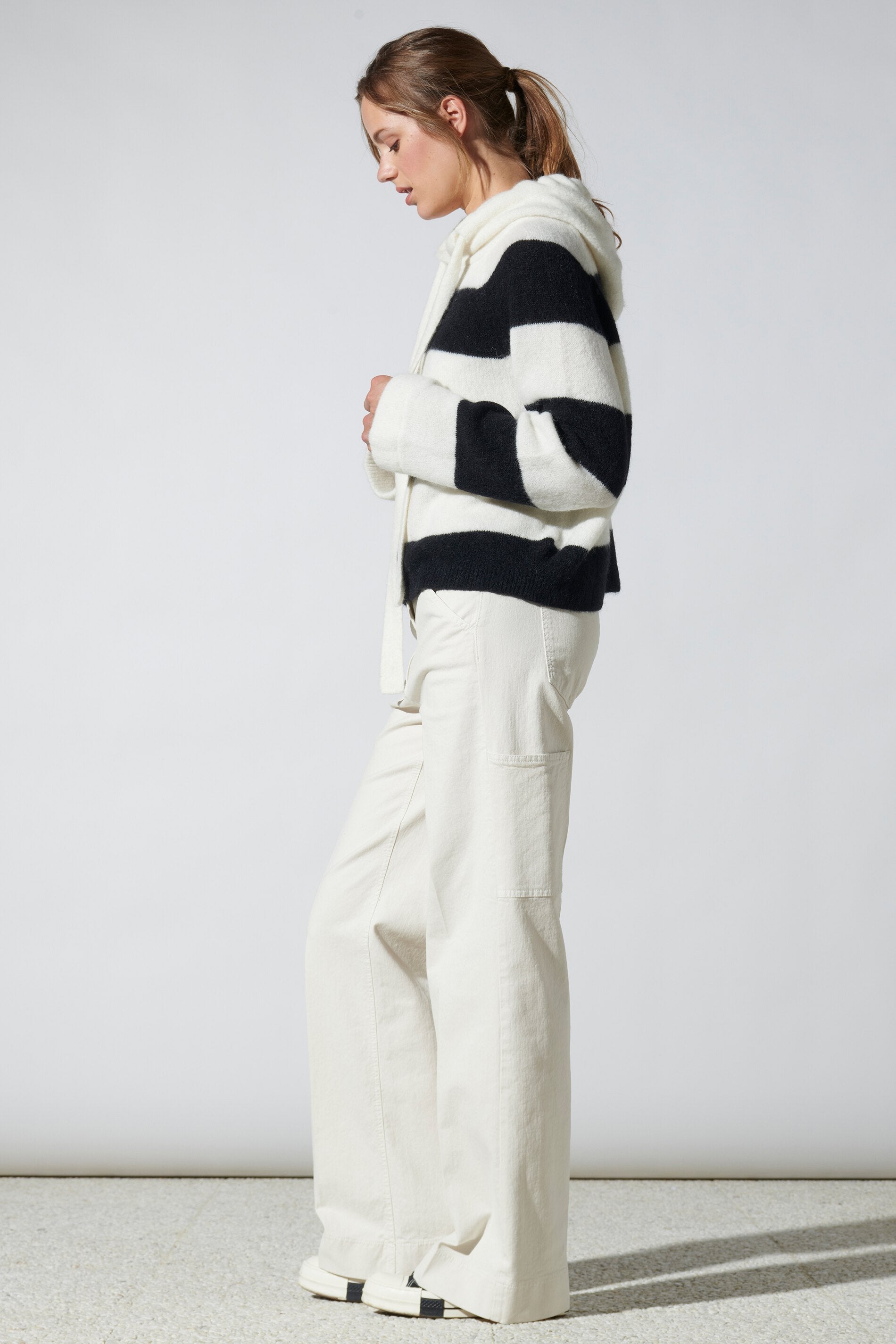 LUISA CERANO-OUTLET-SALE-Hoodie mit Bold-Stripes-Strick-by-ARCHIVIST