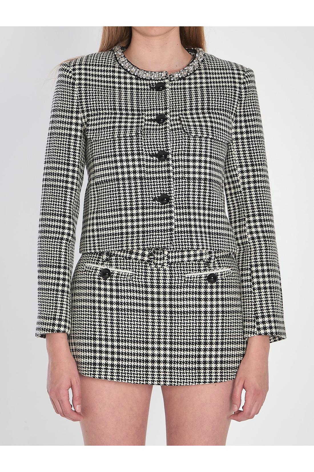 Self Portrait-OUTLET-SALE-Houndstooth cropped jacket-ARCHIVIST