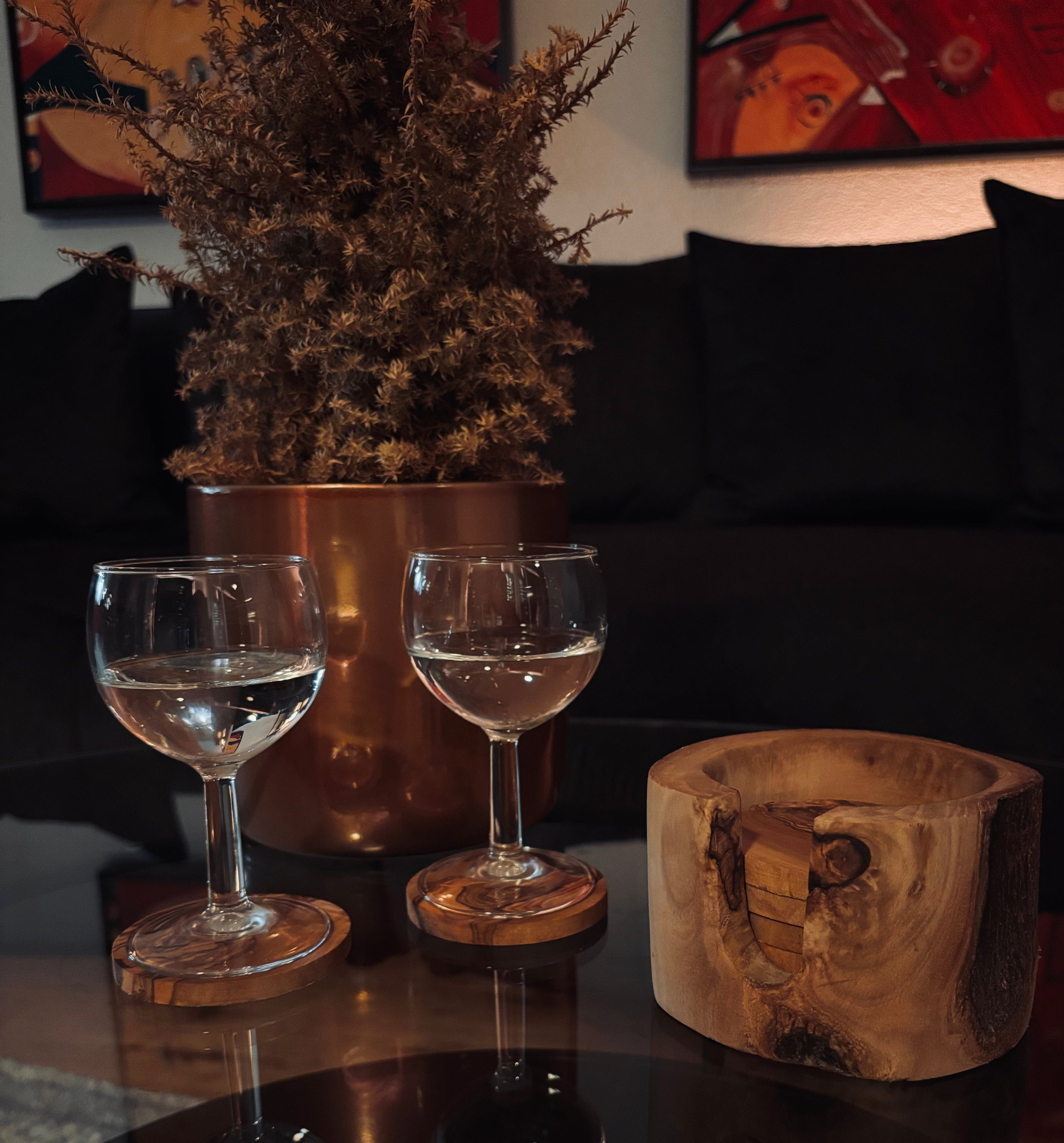 Verdancia-Untersetzer - 6 Stück im Stamm - aus Olivenholz-Black-Deal-Outlet-by-ARCHIVIST