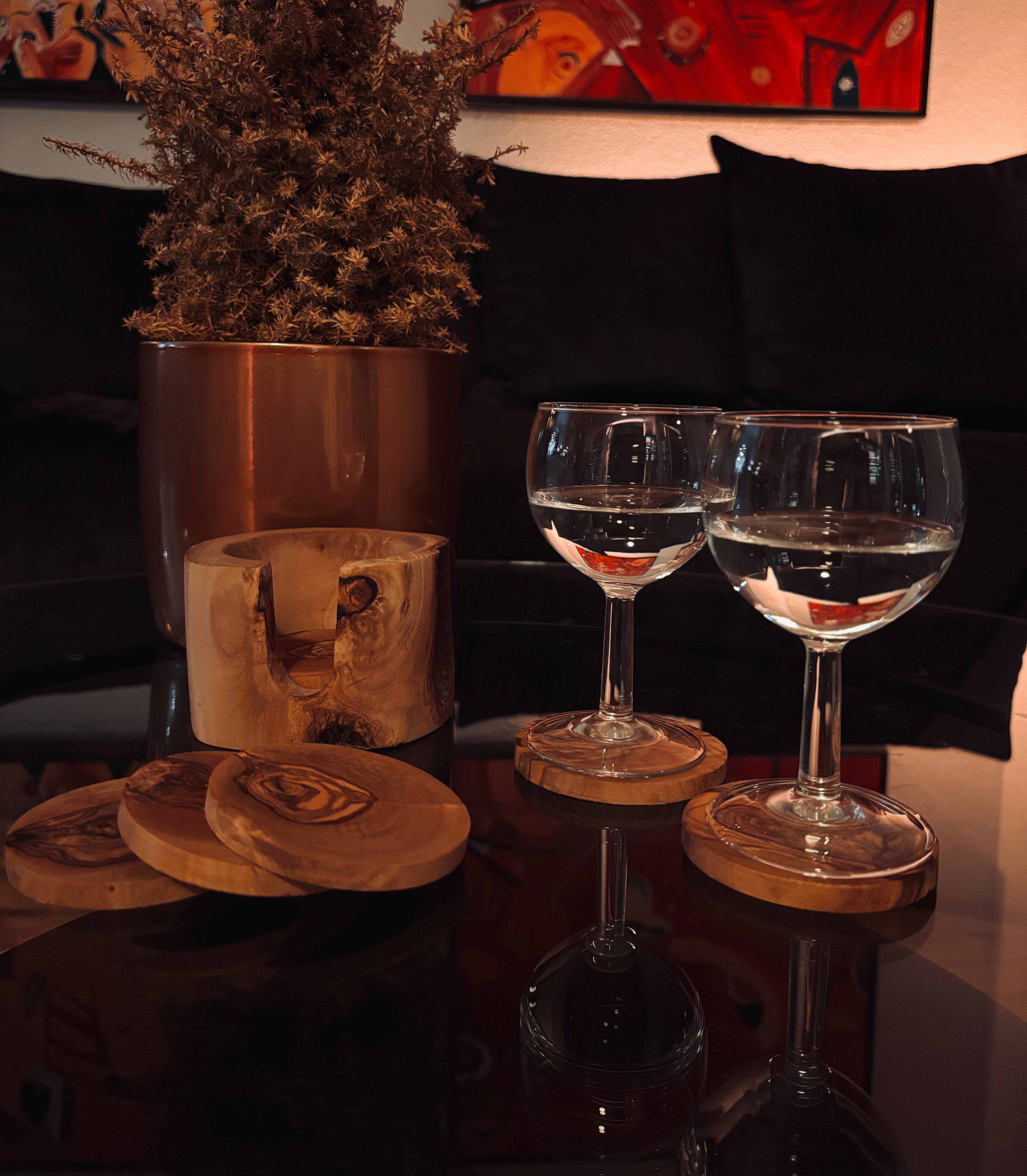 Verdancia-Untersetzer - 6 Stück im Stamm - aus Olivenholz-Black-Deal-Outlet-by-ARCHIVIST