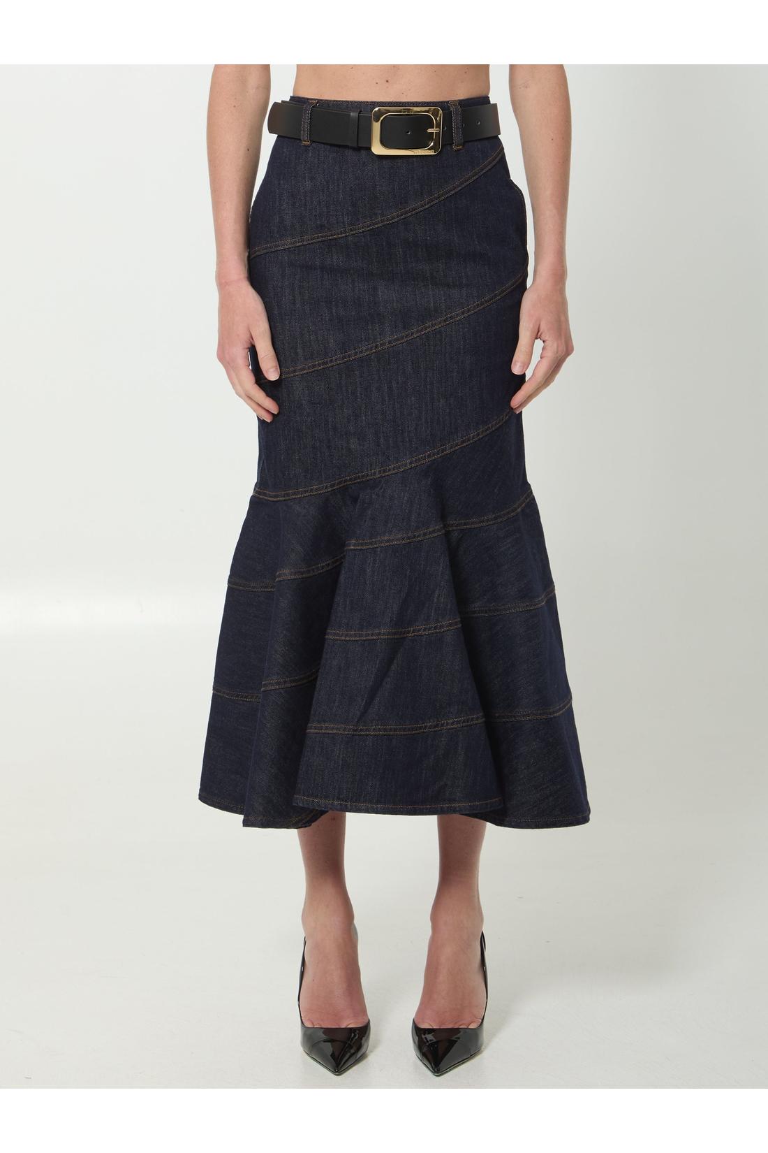 Indigo denim belted midi skirt-Kleider & Röcke-Self Portrait-OUTLET-6-BLAU-ARCHIVIST-ARCHIVE-SALE