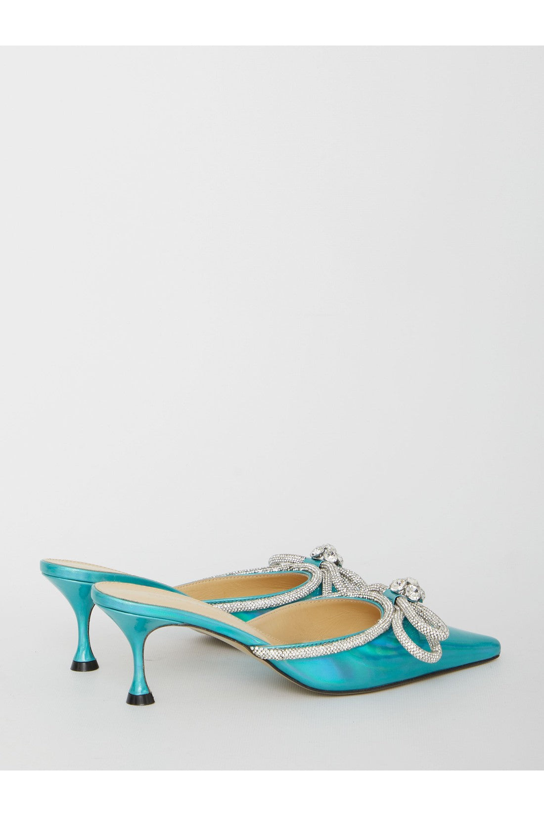 MACH&MACH-OUTLET-SALE-Iridescent green leather sandals-ARCHIVIST