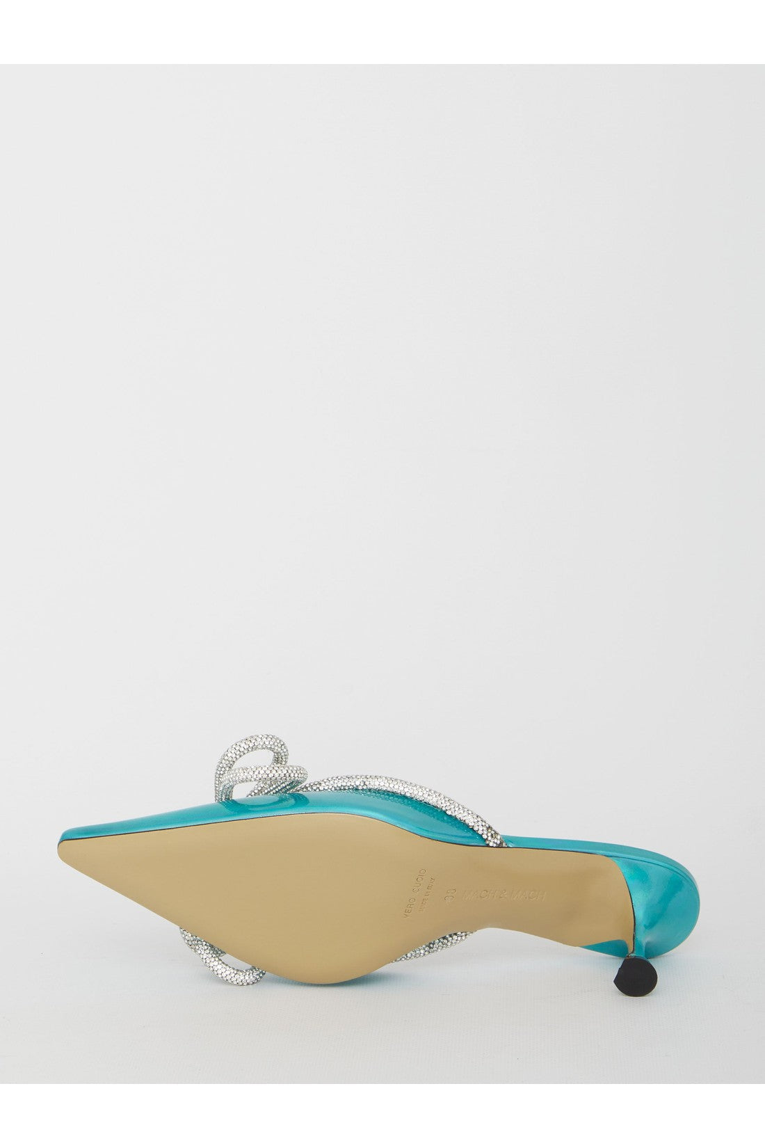 MACH&MACH-OUTLET-SALE-Iridescent green leather sandals-ARCHIVIST