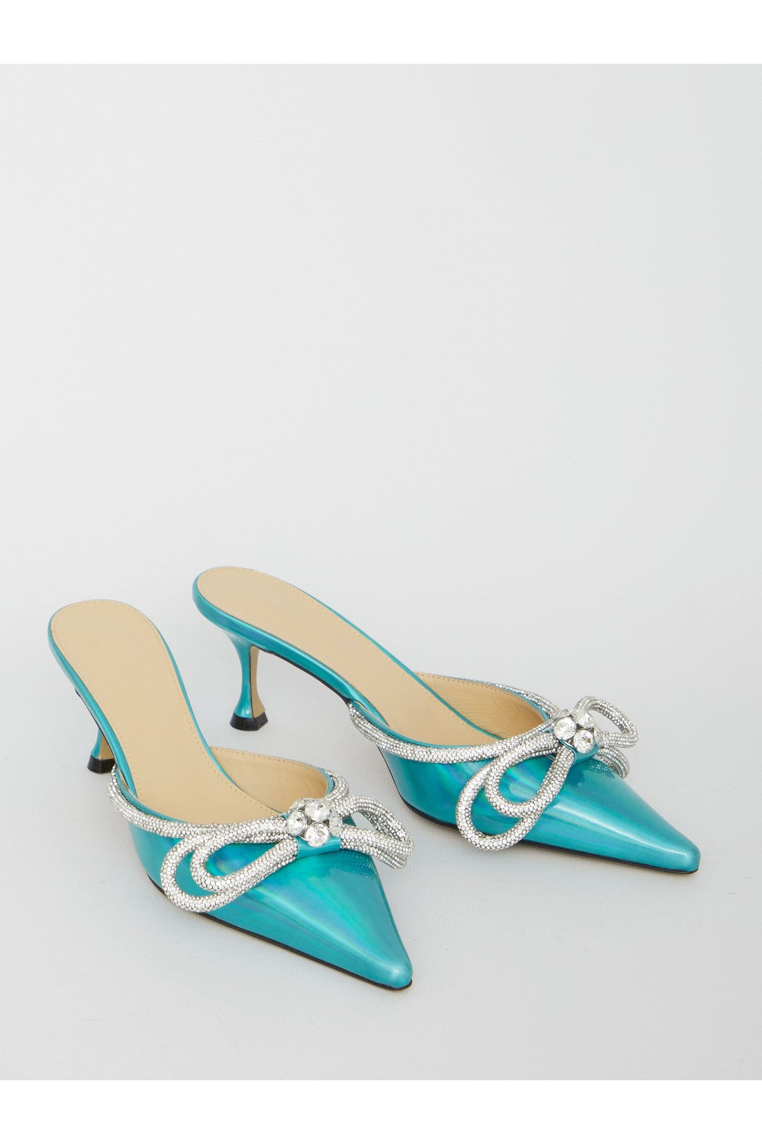 MACH&MACH-OUTLET-SALE-Iridescent green leather sandals-ARCHIVIST