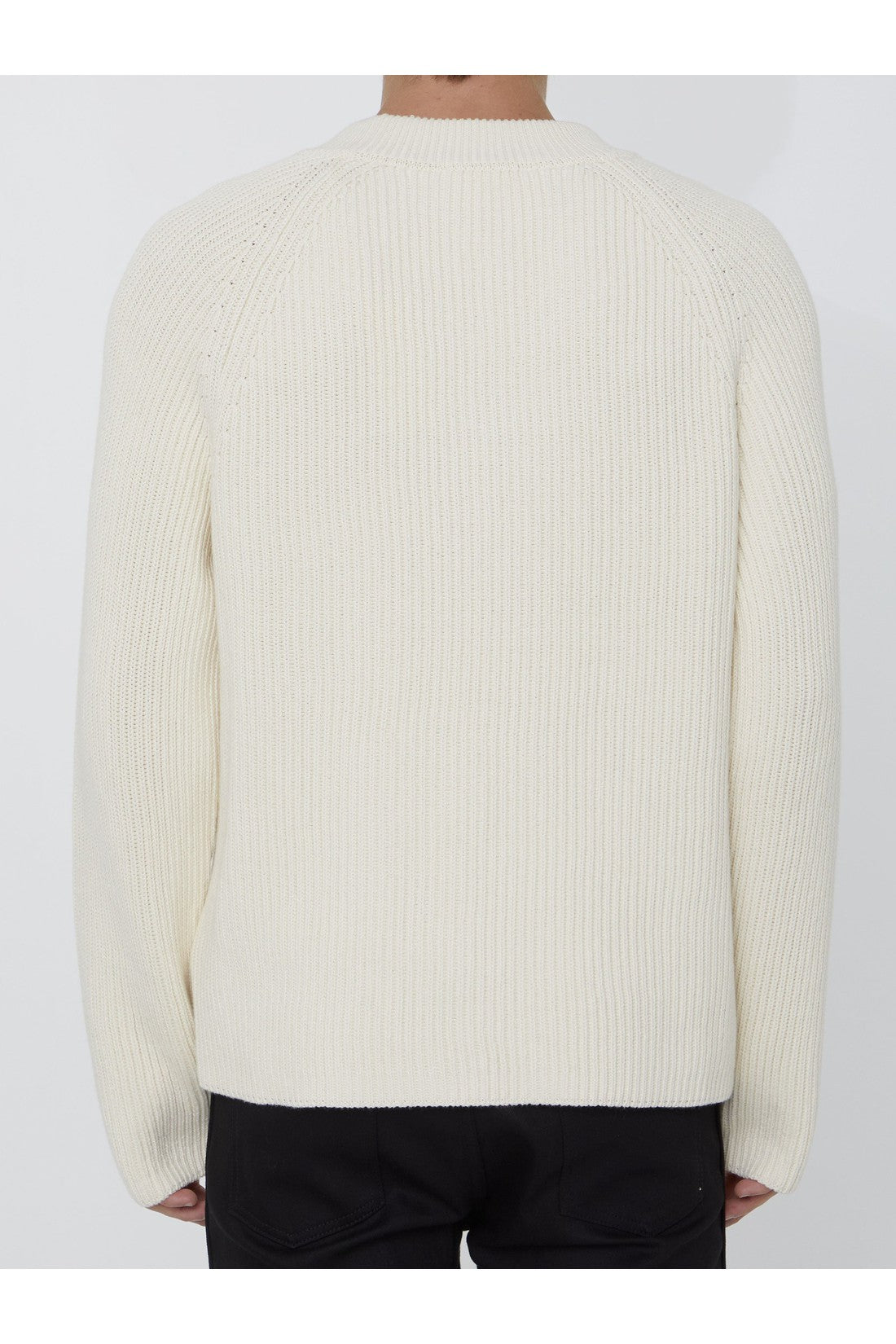 AMI PARIS-OUTLET-SALE-Ivory jumper with patch-ARCHIVIST