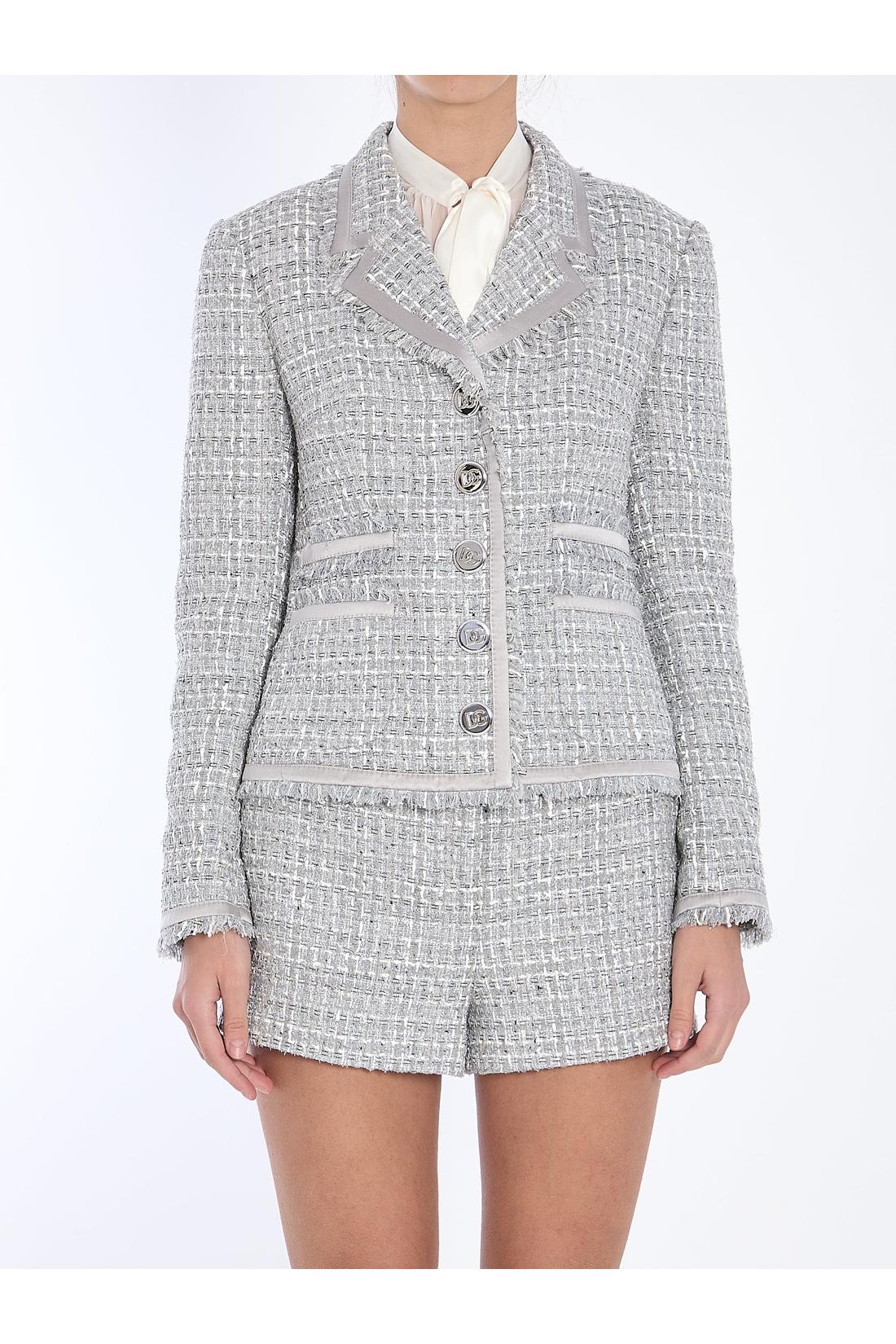 Dolce & Gabbana-OUTLET-SALE-Jacket in grey lamé bouclé-ARCHIVIST