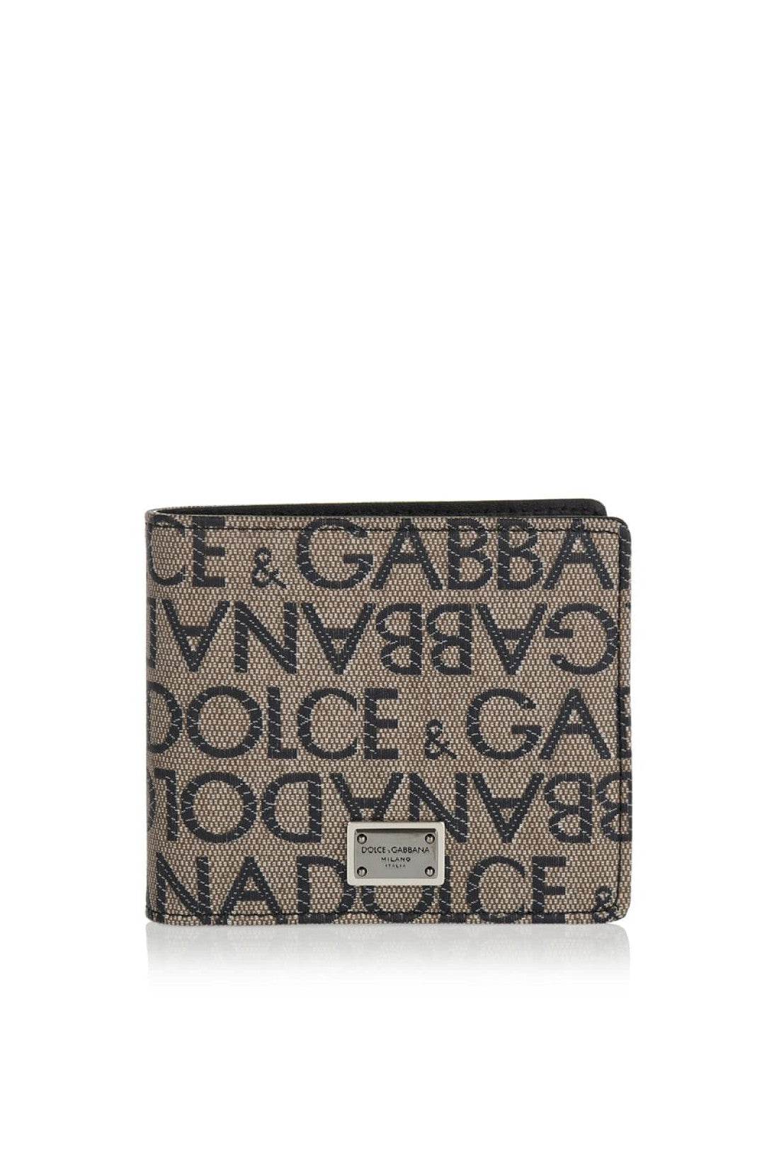 Dolce & Gabbana-OUTLET-SALE-Jacquard Logo Plaque Bifold Wallet-ARCHIVIST