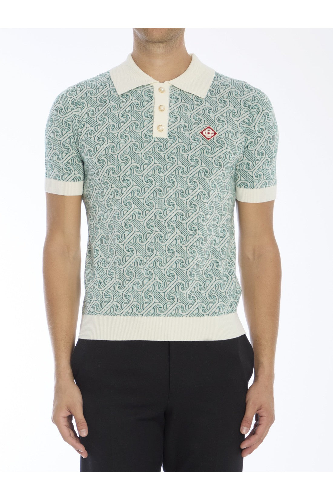 CASABLANCA-OUTLET-SALE-Jacquard Monogram polo-ARCHIVIST