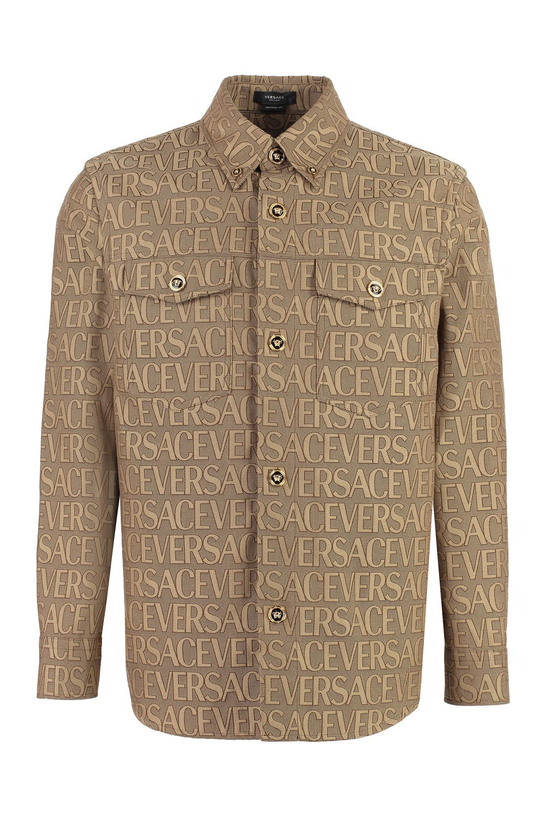 Versace-OUTLET-SALE-Jacquard fabric overshirt with logo-ARCHIVIST