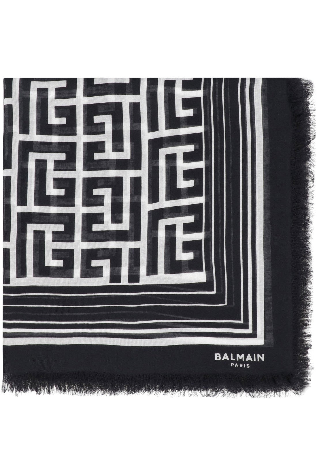 Balmain-OUTLET-SALE-Jacquard shawl with frayed edges-ARCHIVIST