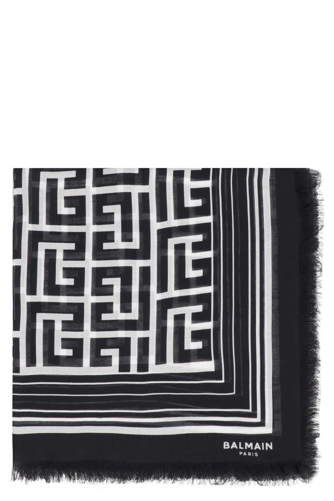 Balmain-OUTLET-SALE-Jacquard shawl with frayed edges-ARCHIVIST