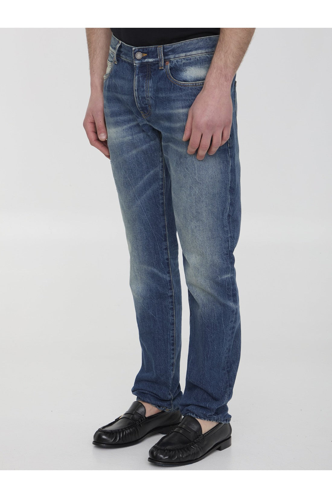 SAINT LAURENT-OUTLET-SALE-Jeans in Deauville blue denim-ARCHIVIST