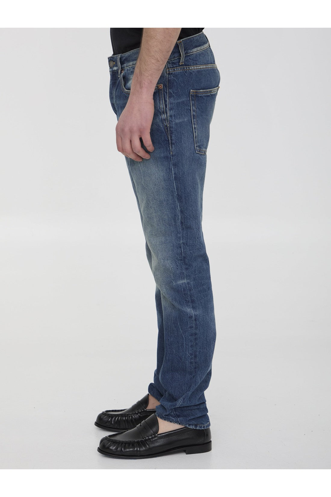 SAINT LAURENT-OUTLET-SALE-Jeans in Deauville blue denim-ARCHIVIST