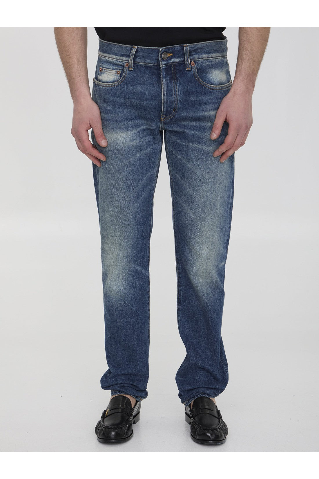 SAINT LAURENT-OUTLET-SALE-Jeans in Deauville blue denim-ARCHIVIST