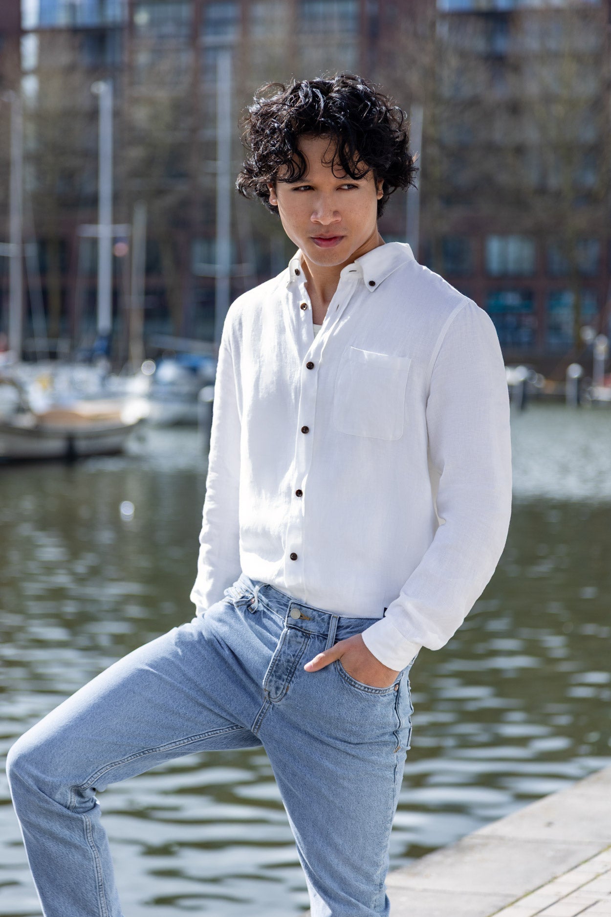 ENDA POCKET | OPTICAL WHITE LINEN