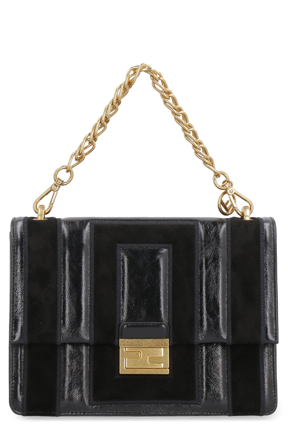 Fendi-OUTLET-SALE-Kan U leather and suede crossbody bag-ARCHIVIST